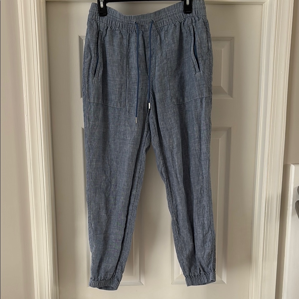 Athleta Blue Track Pants with Elastic Waistband and Tapered Leg